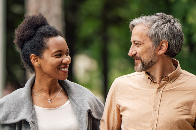 Couple smiling